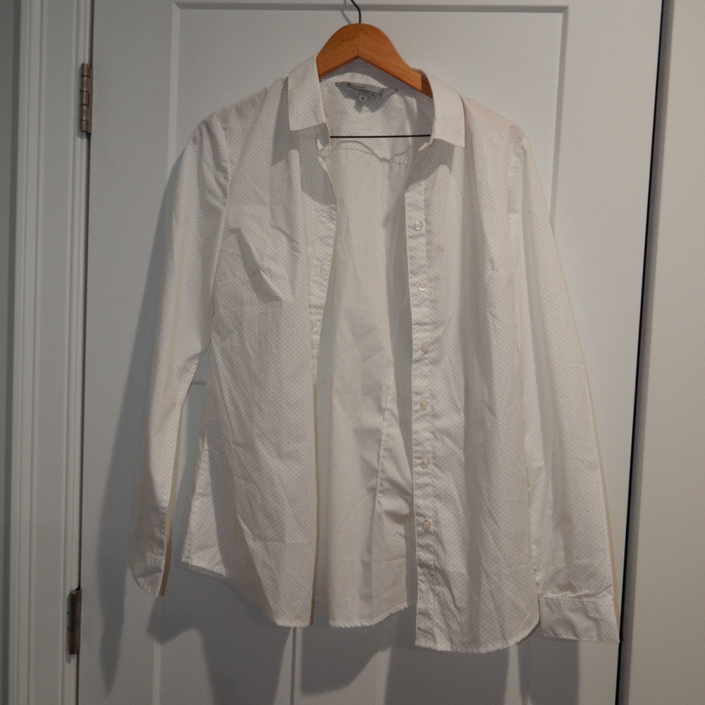Restaurant Uniform Polka Dot White Button-Up Shirt